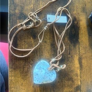 Anthropologie Blue Heart Pendant Necklace